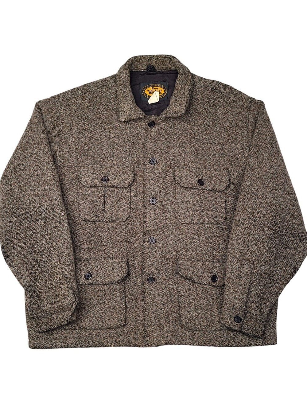 Vintage 70s Woolrich Mackinaw Jacket Mens XXL Brown Wool Tweed Cruiser USA Made